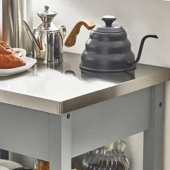 SoBuy FKW22-HG Desserte moderne avec plateau en acier inoxydable, design élégant et fonctionnel, couleur argent