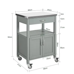 SoBuy FKW22-HG Desserte moderne avec plateau en acier inoxydable, design élégant et fonctionnel, couleur argent