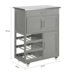SoBuy FKW45-HG Desserte Roulante de Cuisine avec Armoire de Rangement, Chariot de Service sur Roulettes, Pratique et Fonctionnel