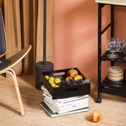 SoBuy FKW79-SCH Chariot de service desserte cuisine à roulettes avec table de rangement noir