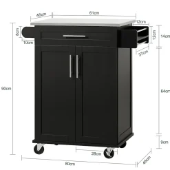 SoBuy FKW110-SCH Desserte Roulante Multifonctionnelle Chariot de Cuisine avec Roulettes Noir