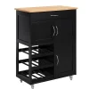 SoBuy FKW45-SCH Desserte Roulante de Cuisine avec Armoire de Rangement, Chariot de Service sur Roulettes, Noir