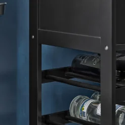 SoBuy FKW45-SCH Desserte Roulante de Cuisine avec Armoire de Rangement, Chariot de Service sur Roulettes, Noir