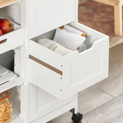 SoBuy FKW79-W Chariot de service desserte cuisine à roulettes avec table de rangement, prévente