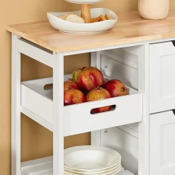 SoBuy FKW79-W Chariot de service desserte cuisine à roulettes avec table de rangement, prévente