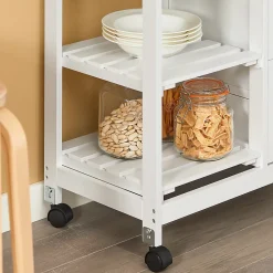 SoBuy FKW79-W Chariot de service desserte cuisine à roulettes avec table de rangement, prévente