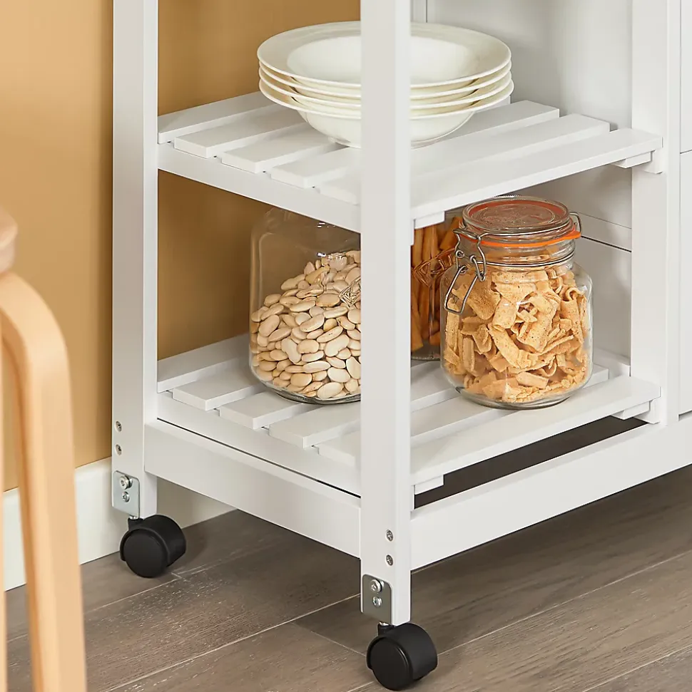 SoBuy FKW79-W Chariot de service desserte cuisine à roulettes avec table de rangement, prévente