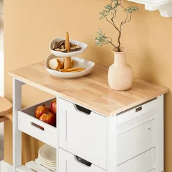 SoBuy FKW79-W Chariot de service desserte cuisine à roulettes avec table de rangement, prévente