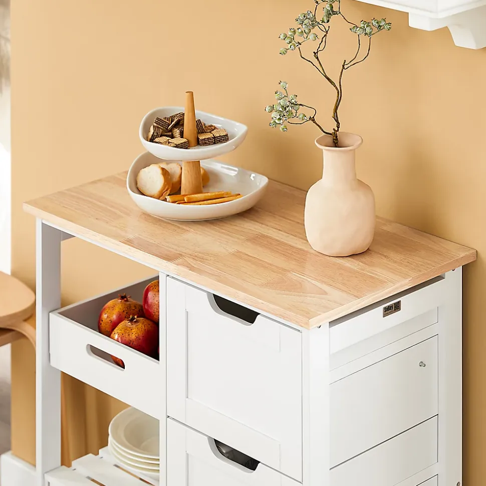 SoBuy FKW79-W Chariot de service desserte cuisine à roulettes avec table de rangement, prévente