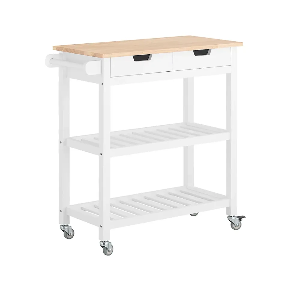 SoBuy FKW68-WN Chariot de Service Desserte à Roulettes Noir avec Meuble de Rangement Mobile