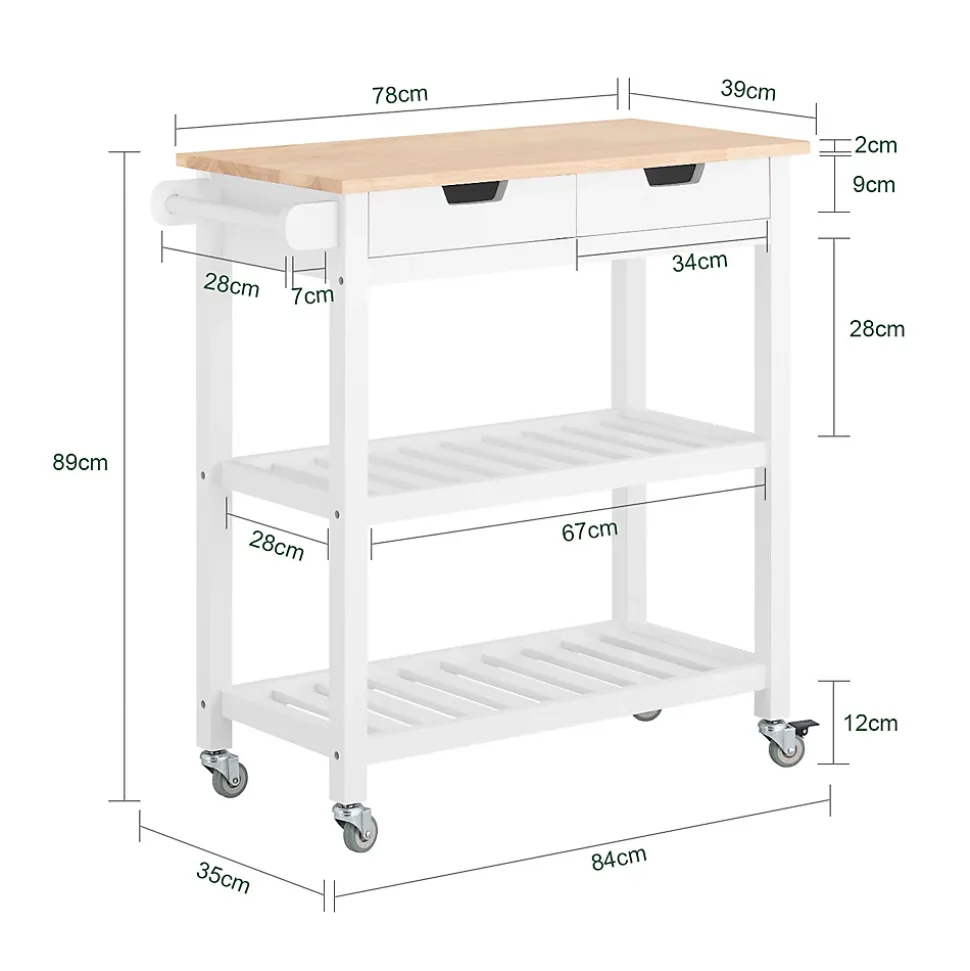 SoBuy FKW68-WN Chariot de Service Desserte à Roulettes Noir avec Meuble de Rangement Mobile