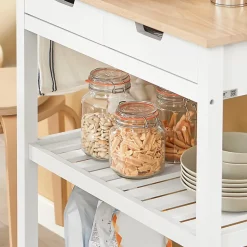 SoBuy FKW68-WN Chariot de Service Desserte à Roulettes Noir avec Meuble de Rangement Mobile