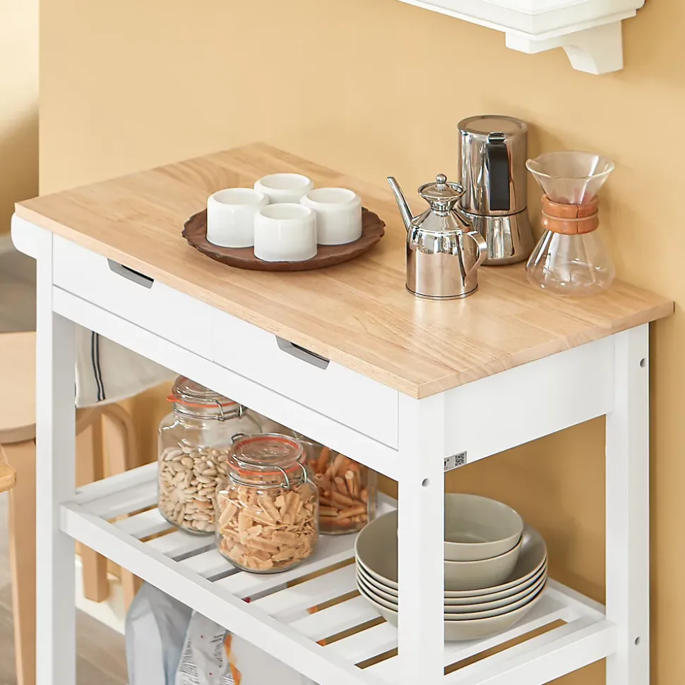 SoBuy FKW68-WN Chariot de Service Desserte à Roulettes Noir avec Meuble de Rangement Mobile