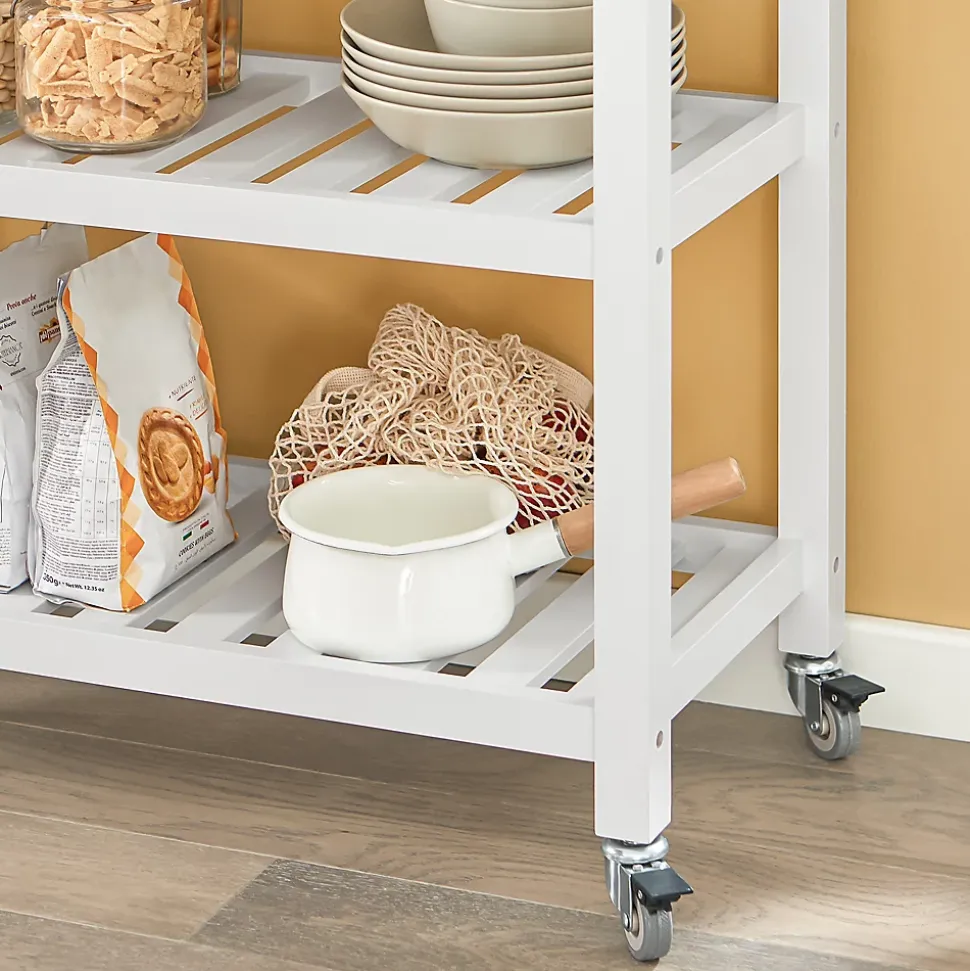 SoBuy FKW68-WN Chariot de Service Desserte à Roulettes Noir avec Meuble de Rangement Mobile