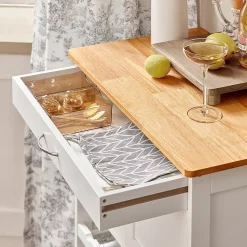 SoBuy FKW45-WN Desserte roulante de cuisine, chariot de service pratique, armoire de rangement, couleur blanc