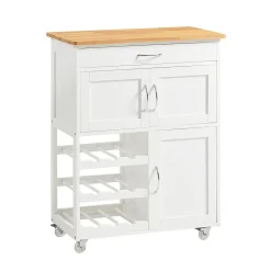 SoBuy FKW45-WN Desserte roulante de cuisine, chariot de service pratique, armoire de rangement, couleur blanc