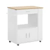 SoBuy FKW113-WN Desserte roulante multifonctionnelle avec étagère latérale, portes, tiroirs et porte-torchon - Blanc