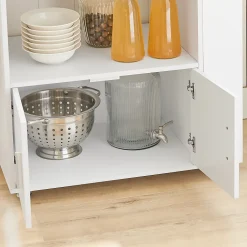 SoBuy FKW113-WN Desserte roulante multifonctionnelle avec étagère latérale, portes, tiroirs et porte-torchon - Blanc