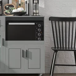 SoBuy FSB78-HG Meuble Micro-Ondes avec 3 Portes, 1 Tiroir et Roulettes - Blanc