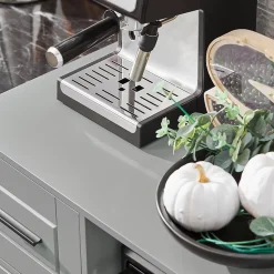 SoBuy FSB78-HG Meuble Micro-Ondes avec 3 Portes, 1 Tiroir et Roulettes - Blanc