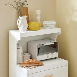 SoBuy FSB12-W Desserte Micro-onde à Roulettes Blanc Meuble de Rangement Cuisine Pratique