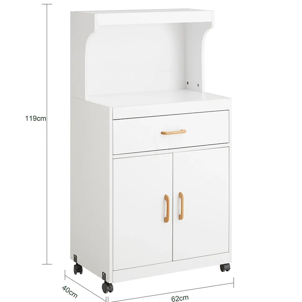 SoBuy FSB12-W Desserte Micro-onde à Roulettes Blanc Meuble de Rangement Cuisine Pratique