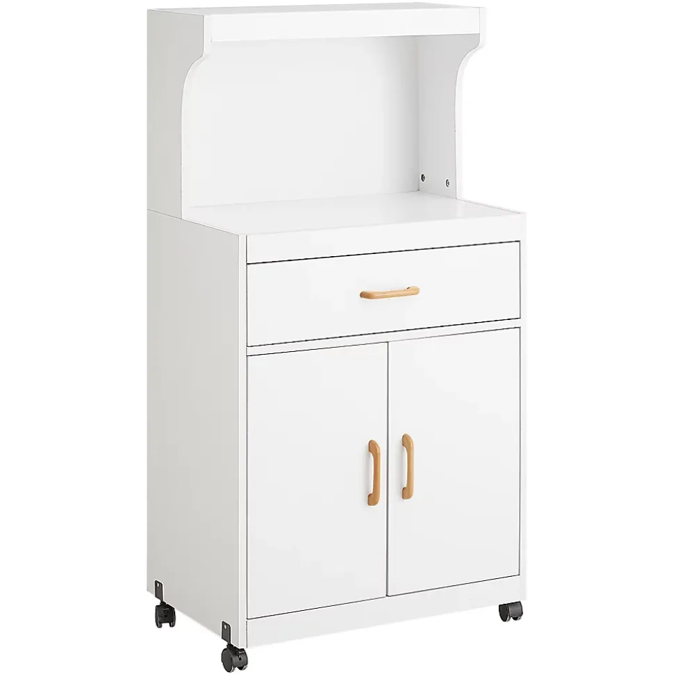 SoBuy FSB12-W Desserte Micro-onde à Roulettes Blanc Meuble de Rangement Cuisine Pratique