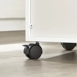 SoBuy FSB09-W Desserte micro-onde à roulettes, meuble de rangement cuisine pratique, blanc