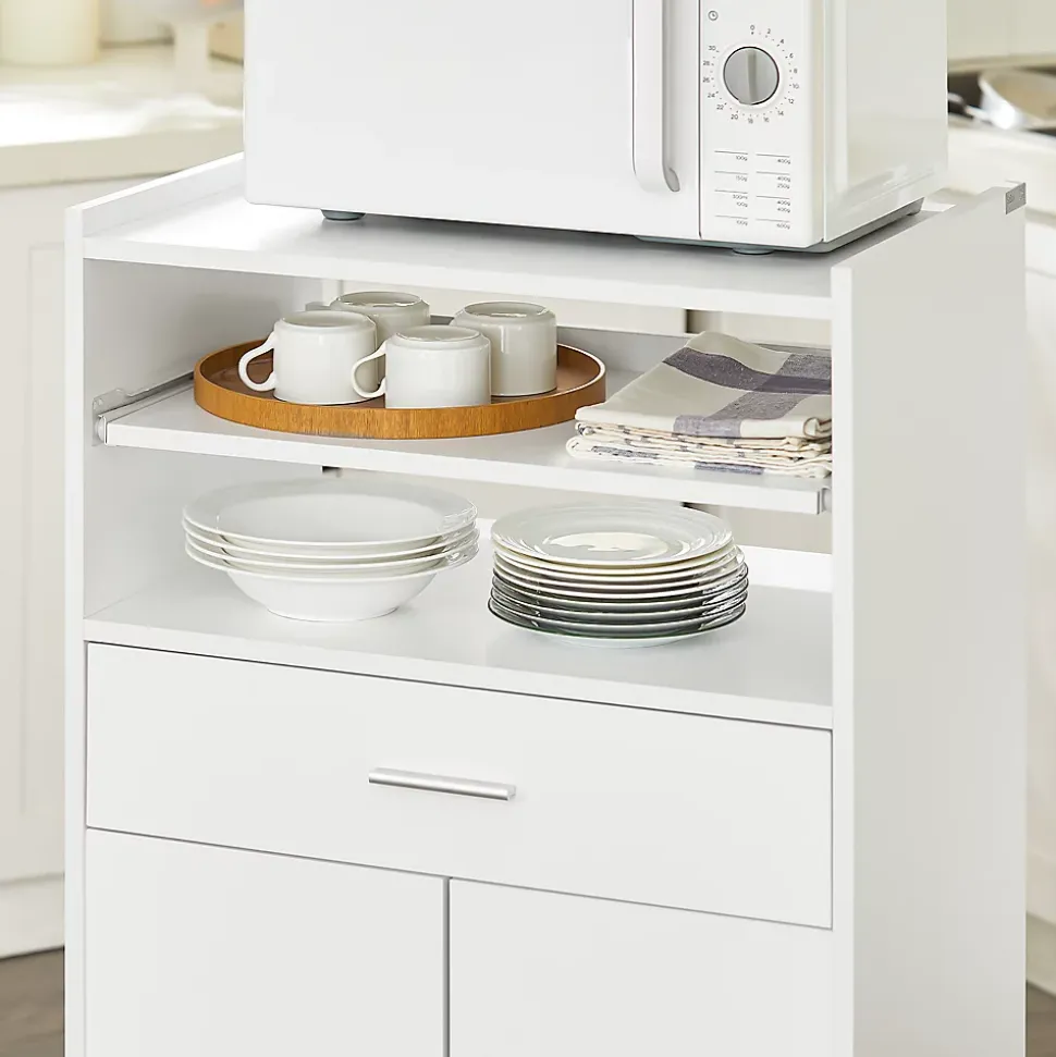 SoBuy FSB09-W Desserte micro-onde à roulettes, meuble de rangement cuisine pratique, blanc