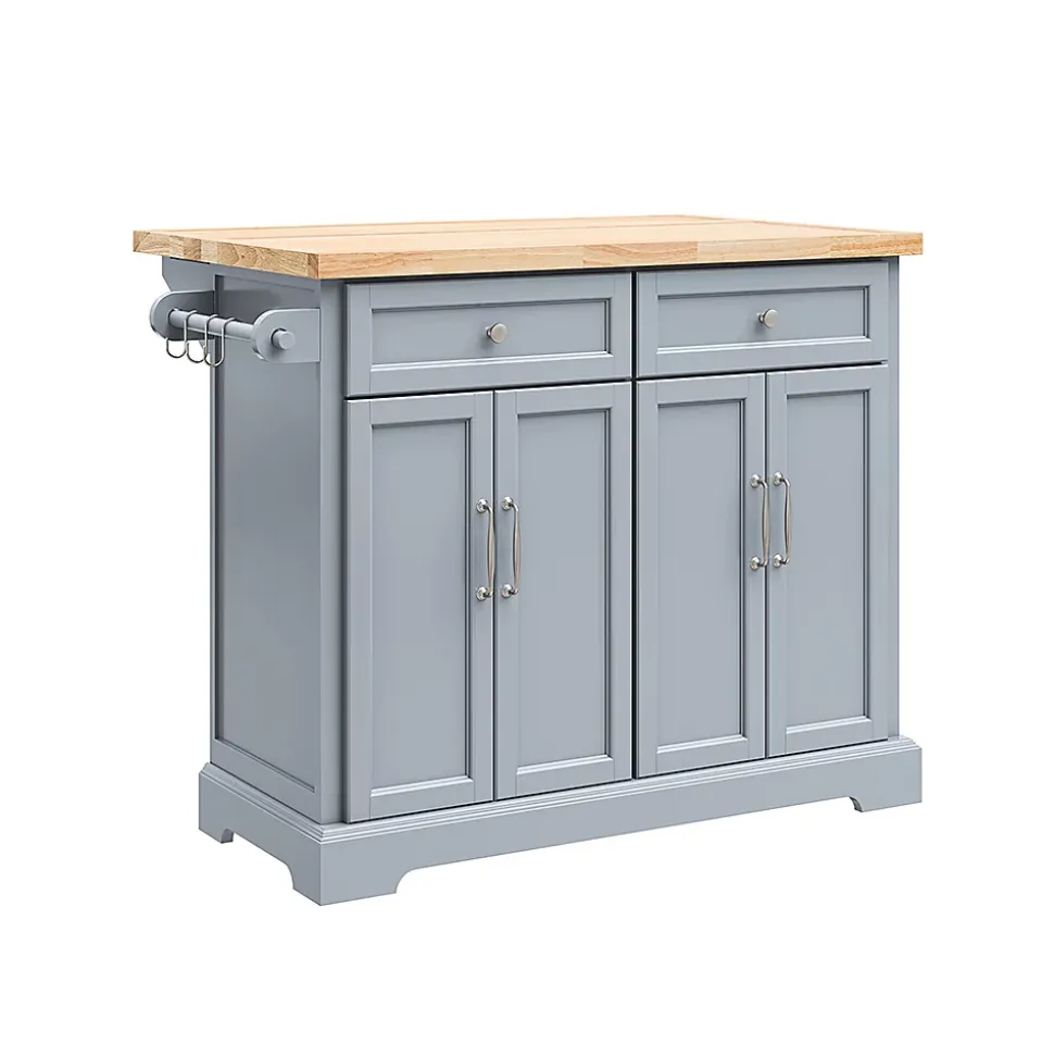 SoBuy Îlot de cuisine à 2 tiroirs Gris clair 115x71x92.5cm Fonctionnel FKW71-II-HG