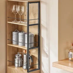 SoBuy Meuble de Rangement Étroit avec Roulettes, Chariot Compact Multi-Usages Naturel