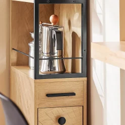 SoBuy Meuble de Rangement Étroit avec Roulettes, Chariot Compact Multi-Usages Naturel