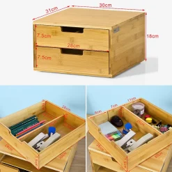 SoBuy Support à Capsules de Café en Bambou, 2 Tiroirs avec Distributeur