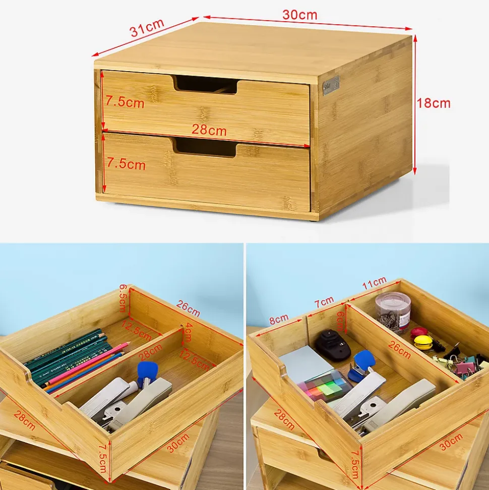 SoBuy Support à Capsules de Café en Bambou, 2 Tiroirs avec Distributeur