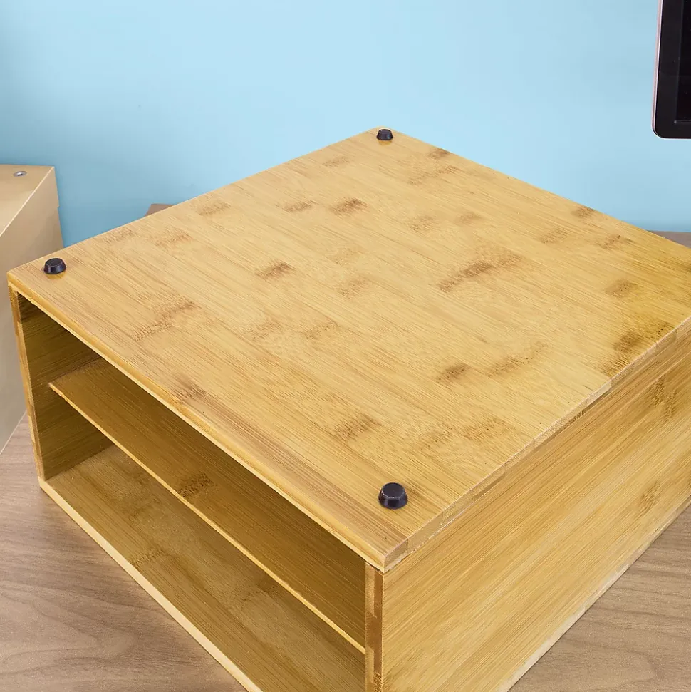 SoBuy Support à Capsules de Café en Bambou, 2 Tiroirs avec Distributeur