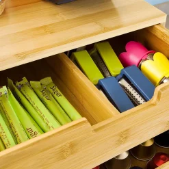 SoBuy Support à Capsules de Café en Bambou, 2 Tiroirs avec Distributeur