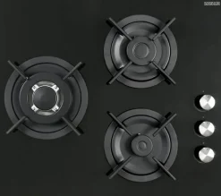 SOGELUX Plaque gaz 3 feux PC518NF 60cm verre noir