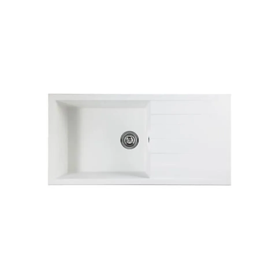 STRADOUR Evier a encastrer CUBE, en SMC BLANC UNI - 17, 1 bac, dim. 100 50 cm, vidage manuel