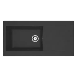 STRADOUR Evier a encastrer resine Lierra 1000x500mm 1 grande cuve - Noir - Fabrication francaise