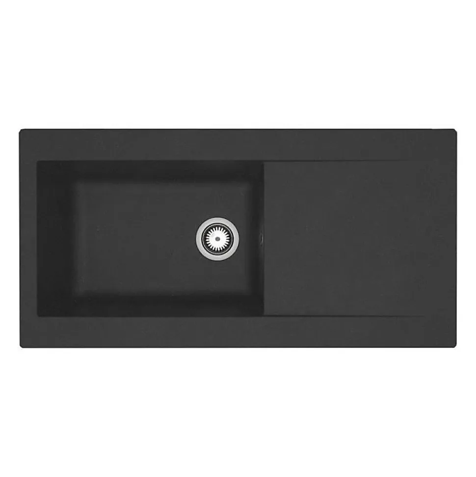 STRADOUR Evier a encastrer resine Lierra 1000x500mm 1 grande cuve - Noir - Fabrication francaise