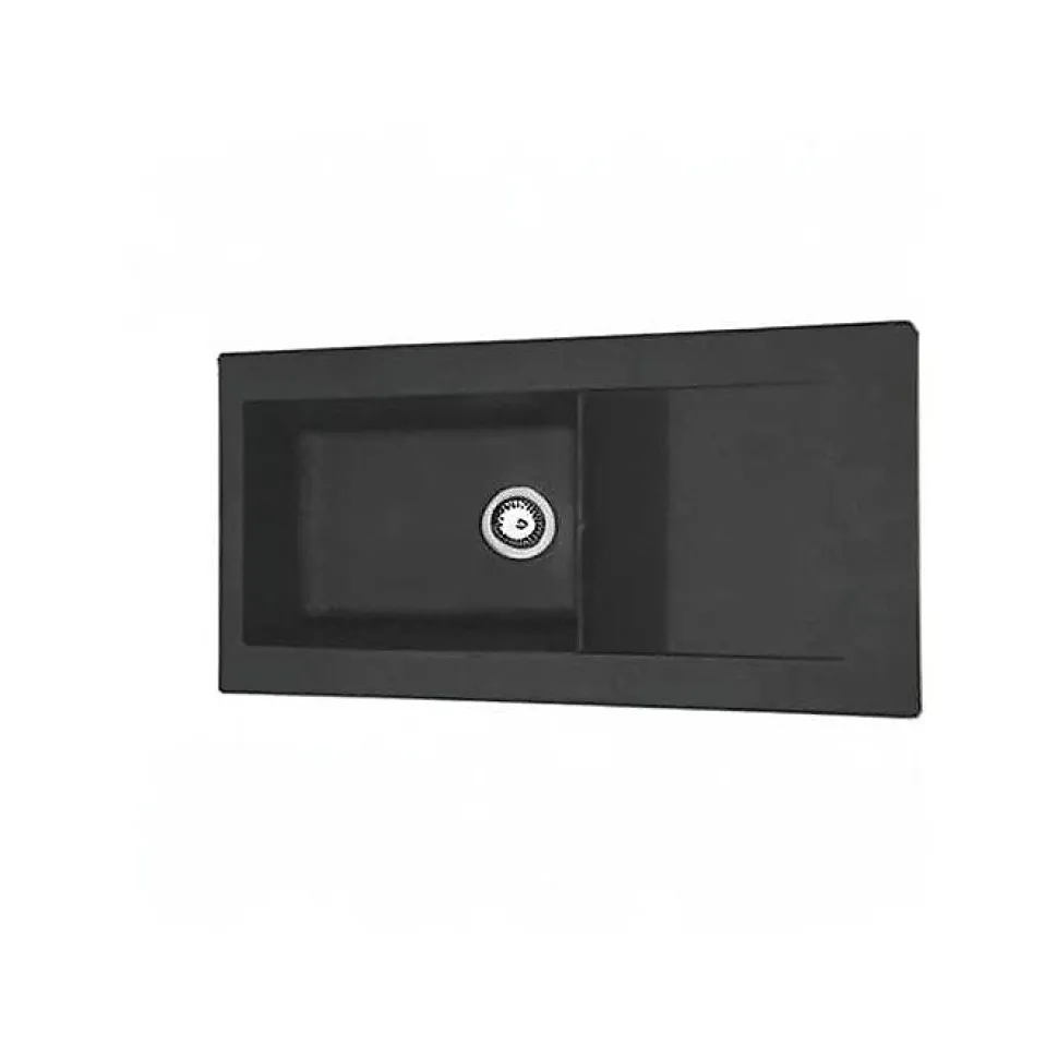 STRADOUR Evier a encastrer resine Lierra 1000x500mm 1 grande cuve - Noir - Fabrication francaise