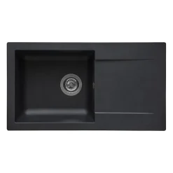 STRADOUR Evier a encastrer EINNA, en SMC NOIR PAILLETE - 06, 1 bac, dim. 78 43,5 cm, vidage manue