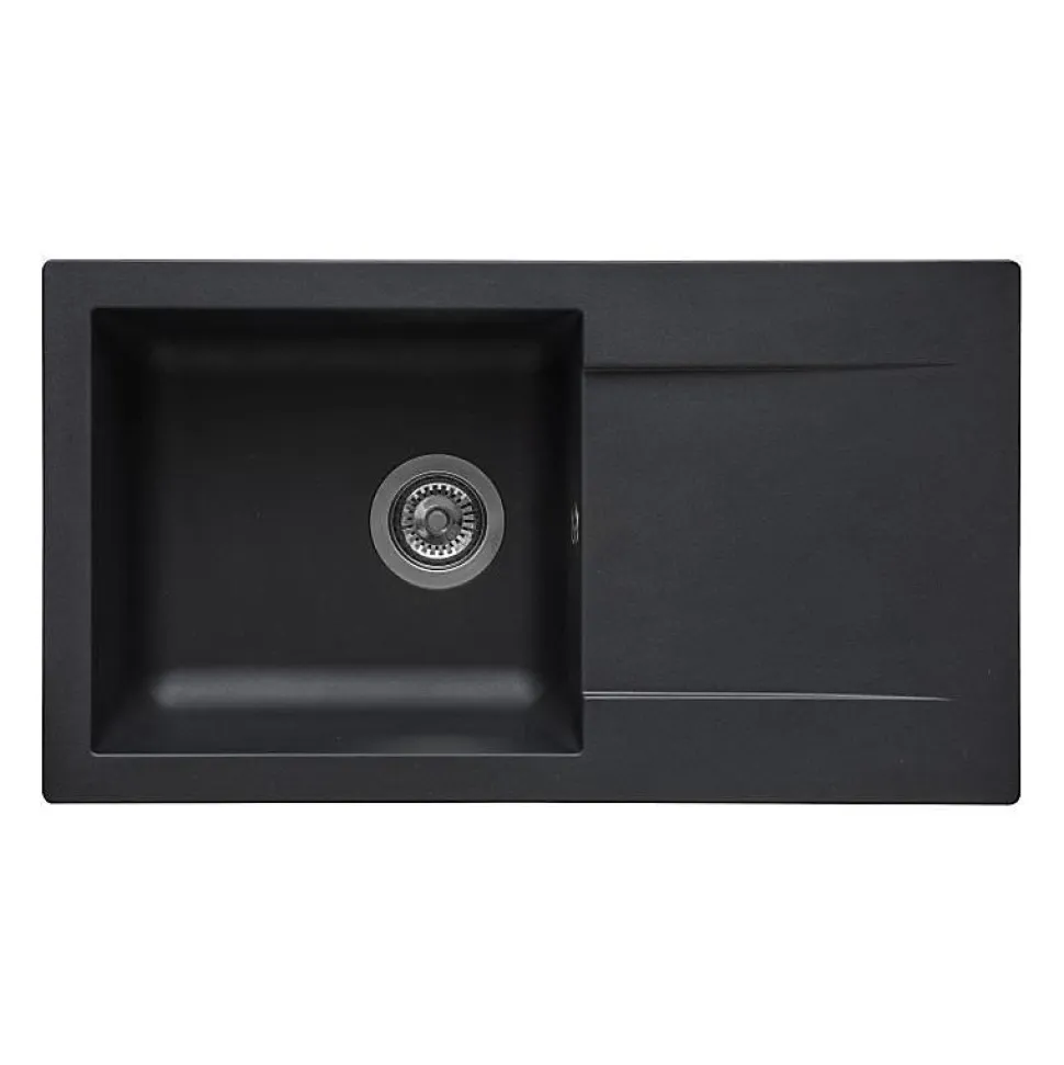 STRADOUR Evier a encastrer EINNA, en SMC NOIR PAILLETE - 06, 1 bac, dim. 78 43,5 cm, vidage manue