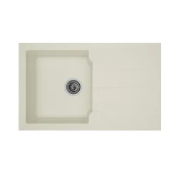 STRADOUR Evier cuisine a encastrer 1 bac + 1 egouttoir Aloa - Resine - 81 x 50 cm - Blanc