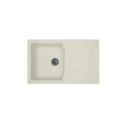 STRADOUR Evier cuisine a encastrer 1 bac + 1 egouttoir Aloa - Resine - 81 x 50 cm - Blanc