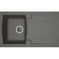 STRADOUR Evier cuisine a encastrer 1 bac + 1 egouttoir Arena - Resine - 86 x 50 cm - Gris beton