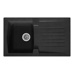 STRADOUR Evier cuisine a encastrer 1 bac + 1 egouttoir Arena - Resine - 86 x 50 cm - Noir