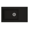 STRADOUR Evier cuisine a encastrer 1 grand bac + 1 egouttoir Einna - Resine - 86 x 50 cm - Noir