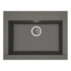 STRADOUR Evier cuisine a encastrer 1 bac sans egouttoir Hexo - Resine - 66 x 50 cm - Gris beton