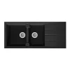 STRADOUR Evier cuisine a encastrer 2 bacs + 1 egouttoir Aloa - Resine - 116 x 50 cm - Noir